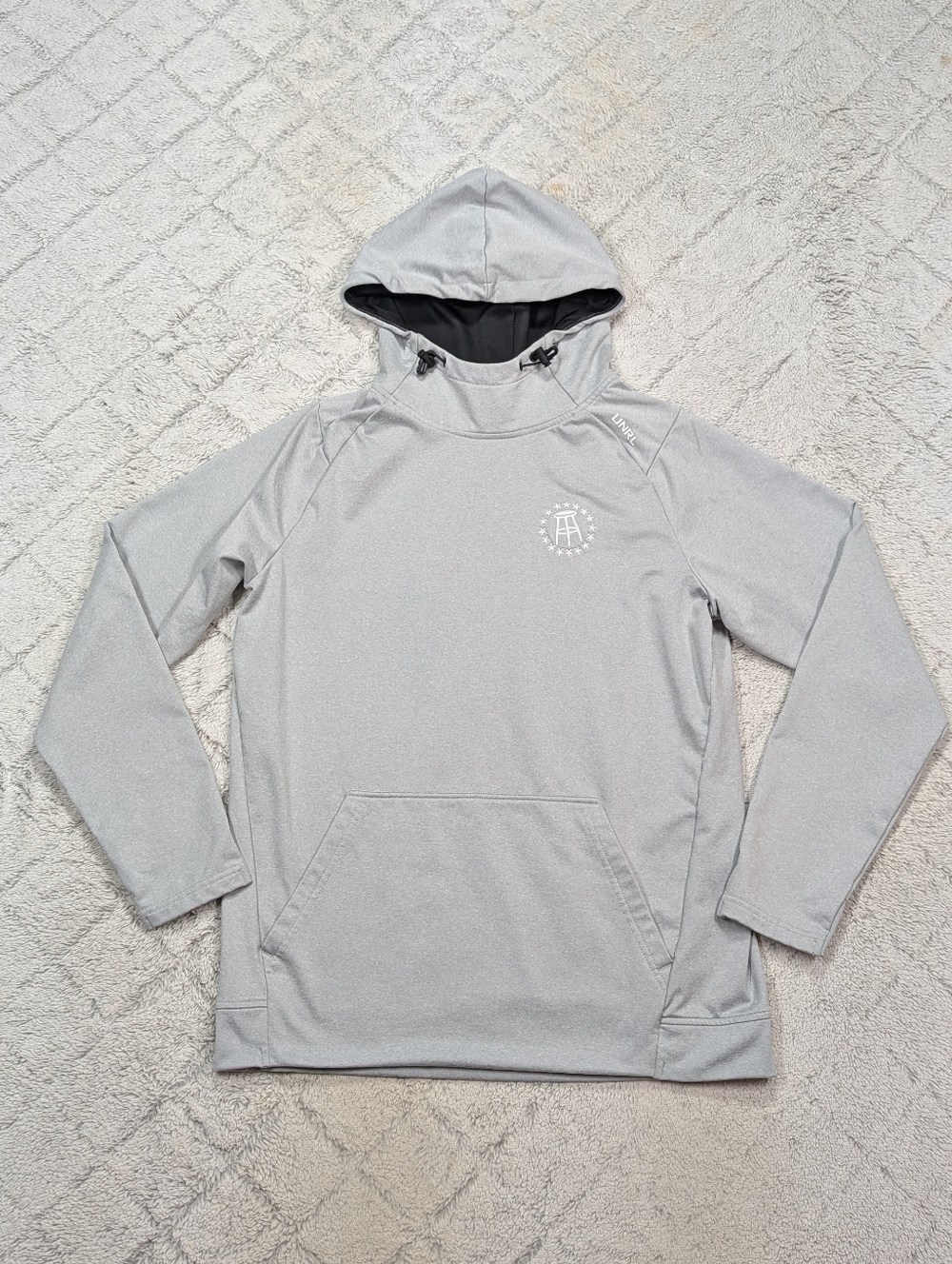 UNRL Hoodie Mens S Gray Heather Barstool Sports Crossover II Performance Tech